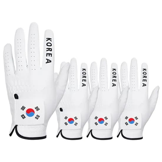업셋 국가대표 태극기 스웨이드 기능성 골프장갑, 왼손 24호, 화이트, 4개