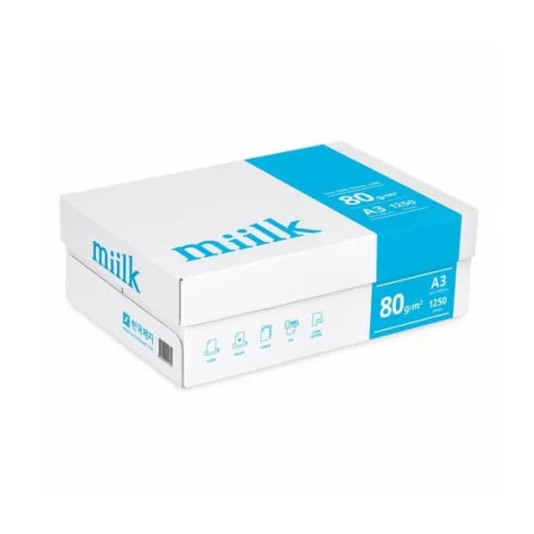 밀크 복사용지 A3 297x420mm 80g 1250매 1박스 22,800원