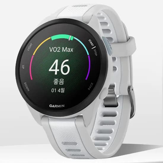 가민 포러너 165 러닝 GPS 스마트워치, 43mm, 1.2인치, 화이트, 1개