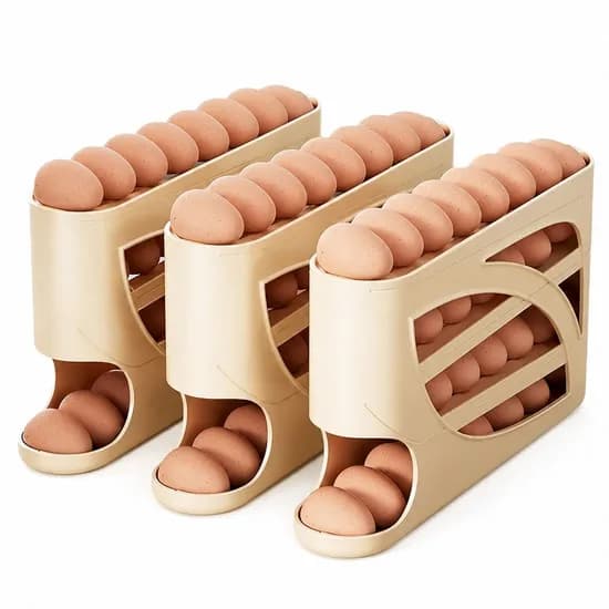 에그로드 자동롤링 계란정리함, 아이보리, 3개