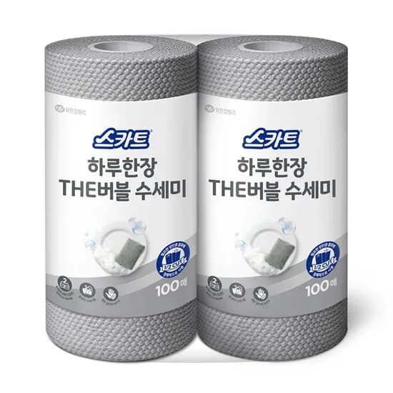 스카트 하루한장 THE버블 수세미, 그레이, 100매, 2입, 1팩
