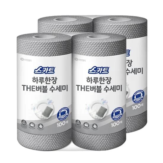 스카트 하루한장 THE버블 수세미 그레이 100매 2입 2팩
