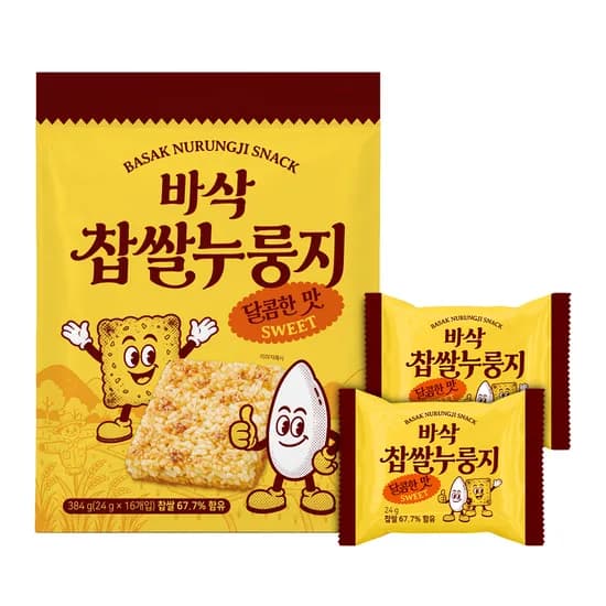 바삭 찹쌀누룽지 달콤한맛 384g 16입 2봉