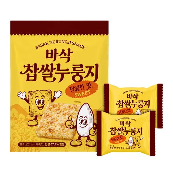 바삭 찹쌀누룽지 달콤한맛 384g 16입 6봉