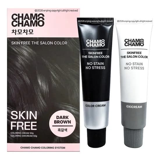 차모차모 스킨 프리 더 살롱 컬러 염색제 다크브라운 흑갈색 1개