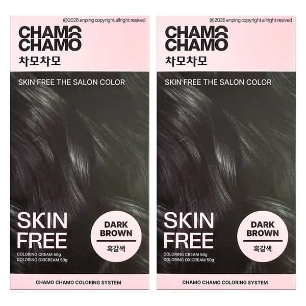 차모차모 스킨 프리 더 살롱 컬러 염색제 다크브라운 2개