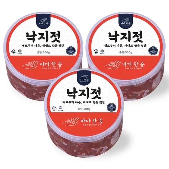 바다한줌 최상급 저염 낙지젓갈 500g 3개