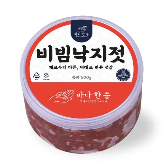바다한줌 비빔낙지젓 저염 500g 1개