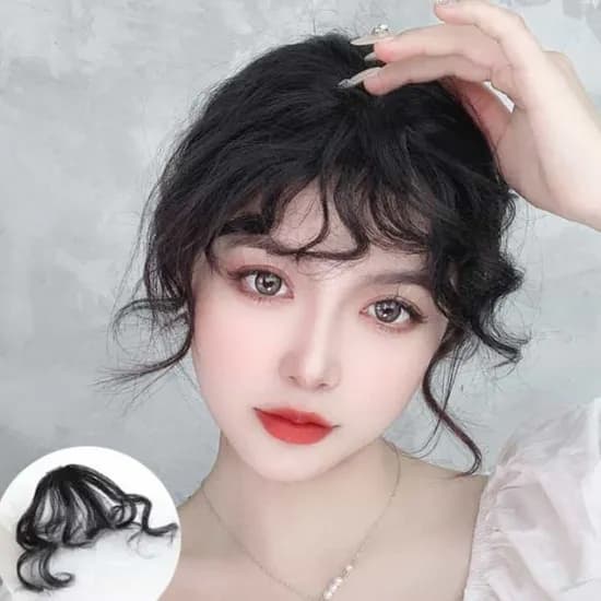 LEADERS 곱슬 붙임 파마 앞머리 웨이브 똑딱이 부분가발 내츄럴블랙 1개