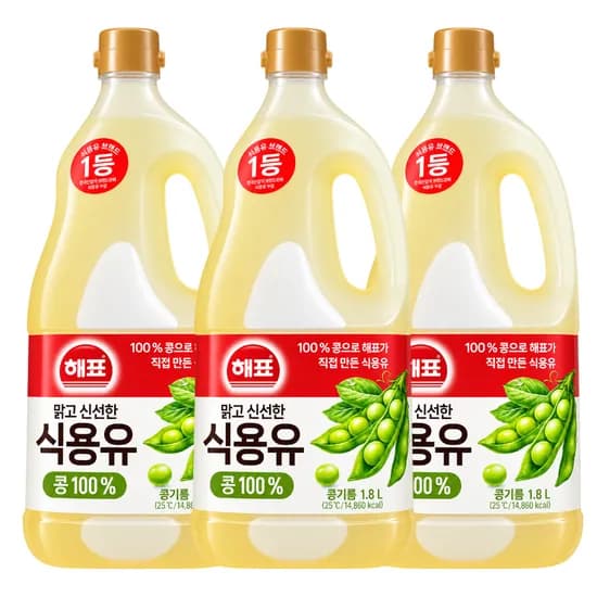 사조해표 식용유 콩기름, 1.8L, 3개