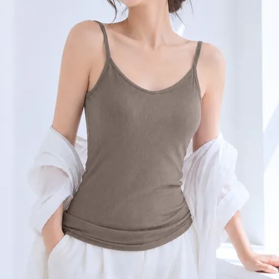 바디핏 골지 끈조절 캡내장 나시 브라탑 브라운 FREE 1장