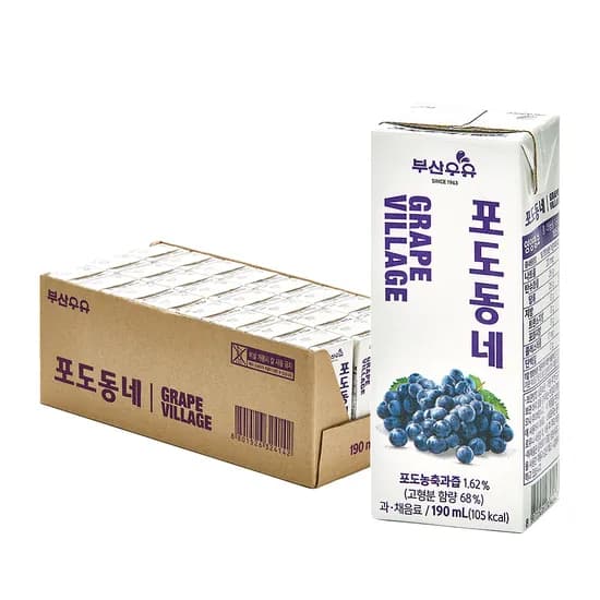 부산우유 포도동네 포도맛 190ml 24개