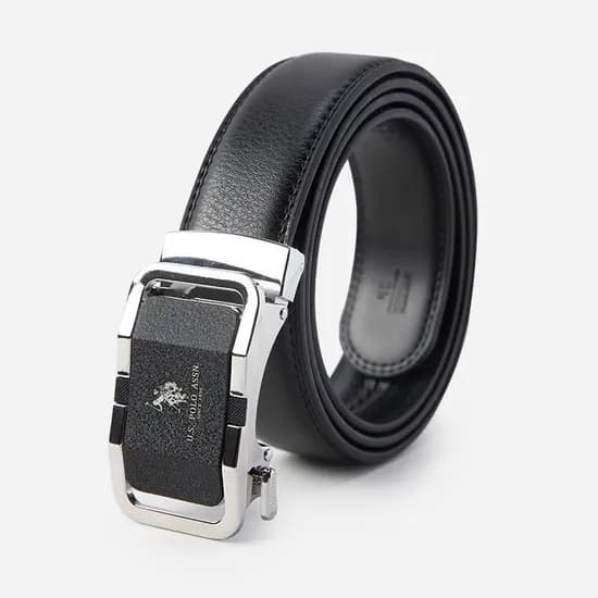 U.S. POLO ASSN 폴로 8자형 천연소가죽 벨트 23BT01, 실버, 125cm, 1개