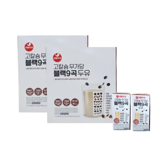 서울우유 고칼슘 무가당 블랙9곡 두유 칼슘250mg 190ml 16개 2박스
