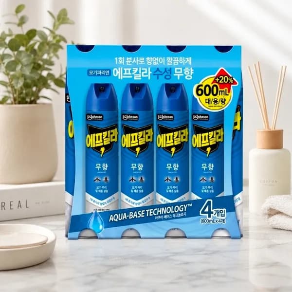 에프킬라 수성 무향 에어로졸 살충제 600ml 4입