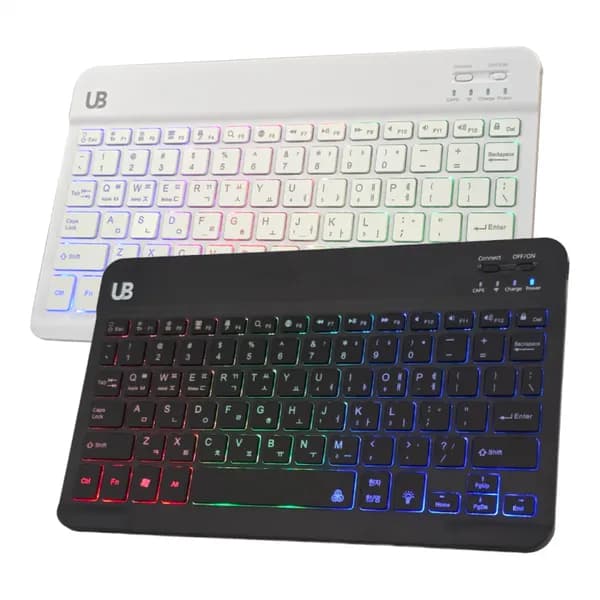 UB 울트라슬림 BK3 LED 무선 블루투스 키보드 화이트 갈축 27,000원
