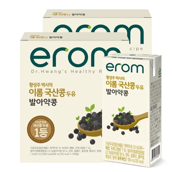 이롬 국내산 발아약콩 두유 190ml 32개 18,900원