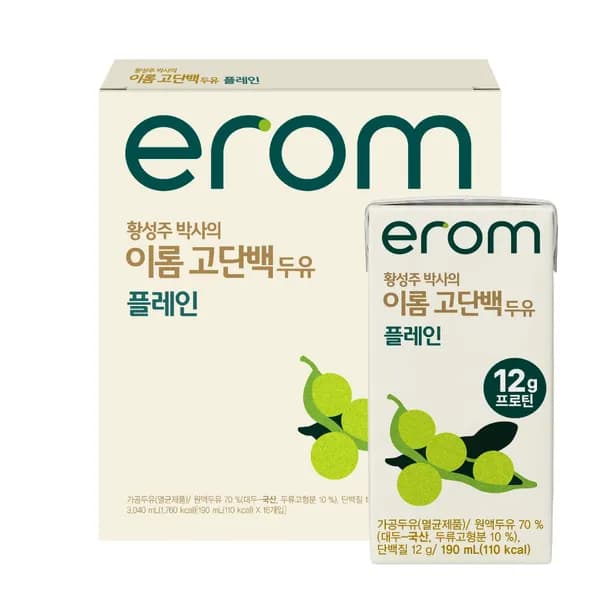 이롬 국산콩두유 고단백 플레인 190ml 16개 11,900원