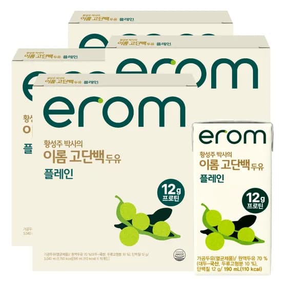 이롬 국산콩두유 고단백 플레인 190ml 64개