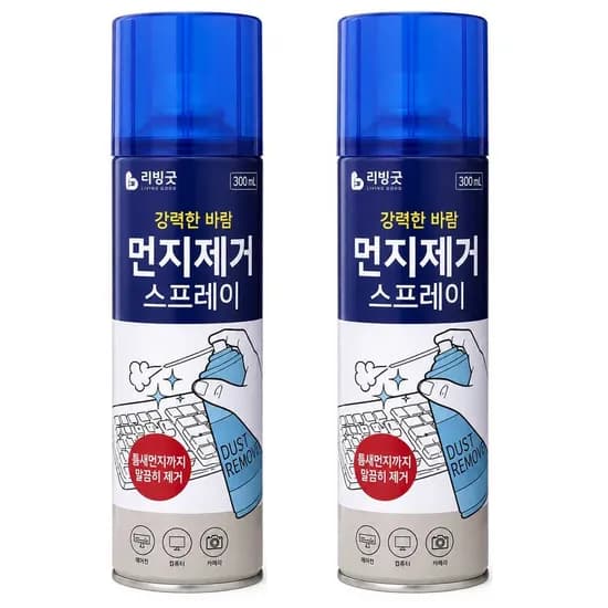 리빙굿 강력한 바람 먼지제거 스프레이, 300ml, 화이트, 2개