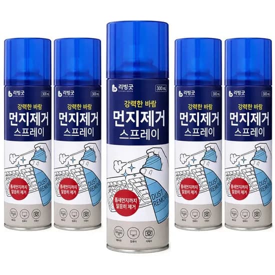 리빙굿 강력한 바람 먼지제거 스프레이, 300ml, 화이트, 5개
