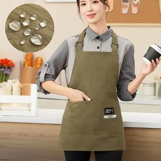 주문제작 방수 바리스타 쉐프 보육교사 나일론 H형 앞치마, 카키, 1개