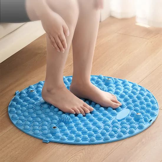 원형 지압 발매트 자석발매트, 블루, 37cm, 1개