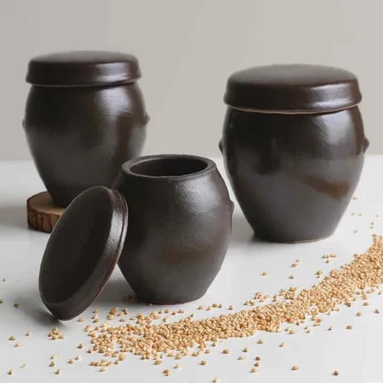 전통 미니장독 도자기용기 1호 브라운 1000ml 3개