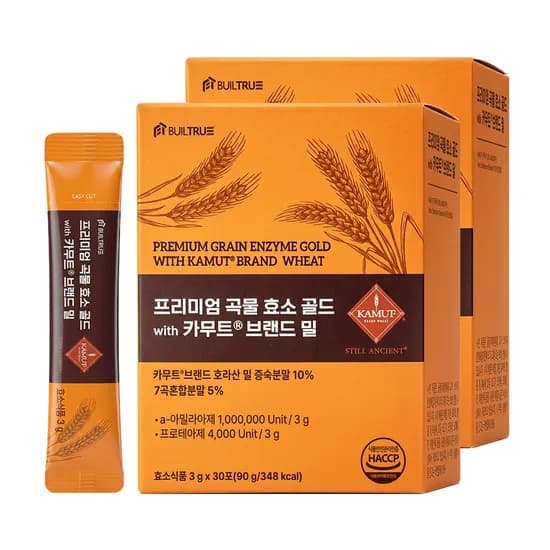 빌트루 프리미엄 카무트 곡물 효소 골드, 3g, 30포, 2박스