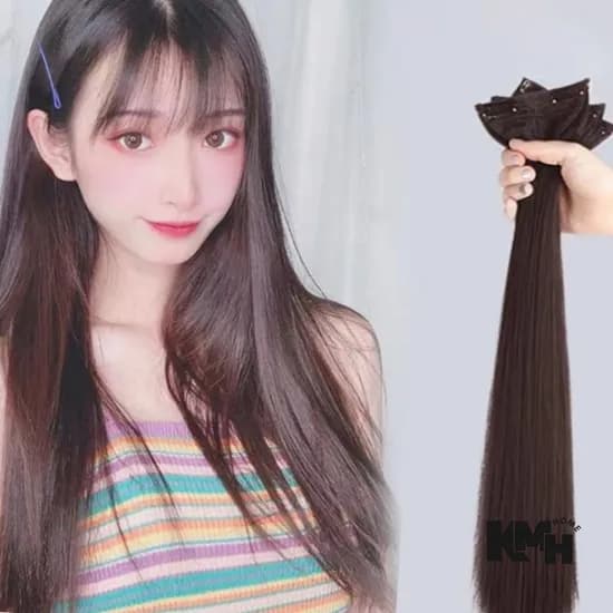 여신가발 붙임머리 피스 브릿지 생머리 다크브라운 60cm 1개