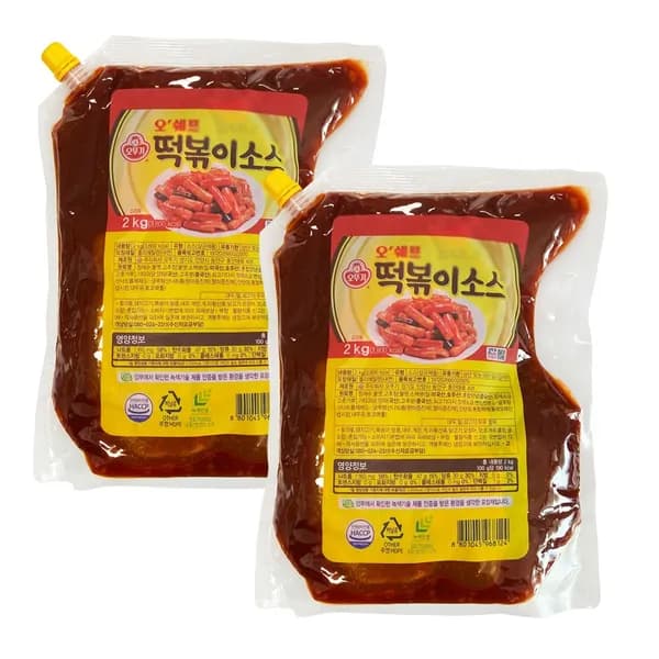 오뚜기 오쉐프 떡볶이소스 스파우트팩 2kg 2개 15,200원
