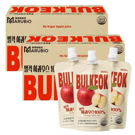 벌컥 국내산 사과주스 100ml 50포 2개