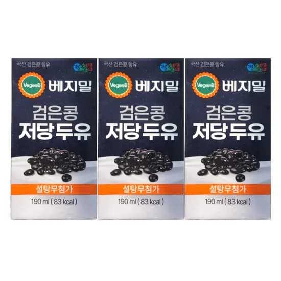 정식품 베지밀 검은콩 저당두유, 190ml, 24개