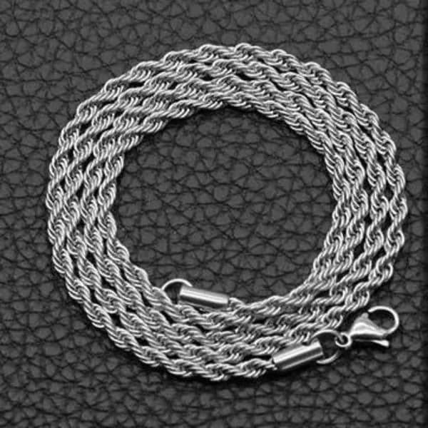 남녀공용 트위스트 체인 목걸이 3mm 50cm 1개