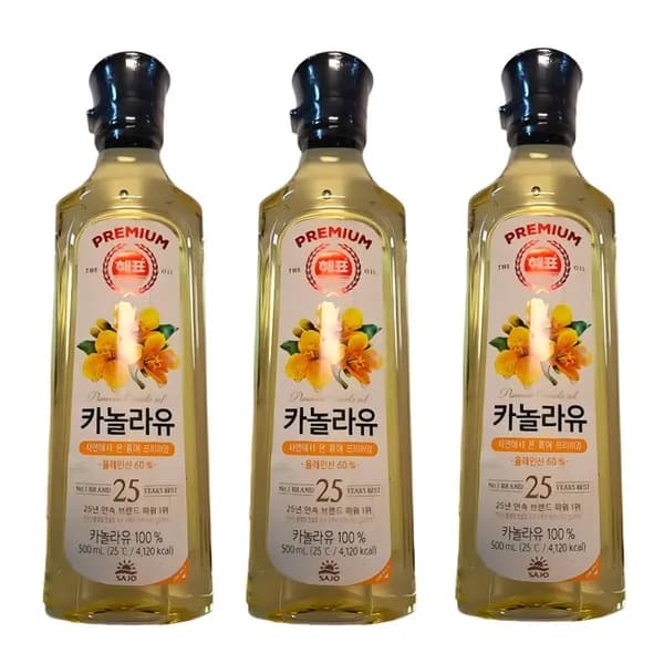 해표 카놀라유 500ml 3개 11,390원
