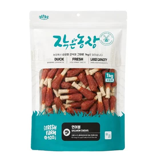 작은농장 강아지 대용량 간식 연어봉 1kg 1개