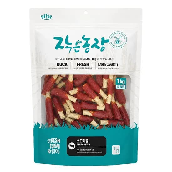 작은농장 강아지 대용량 간식 소고기봉 1kg 1개