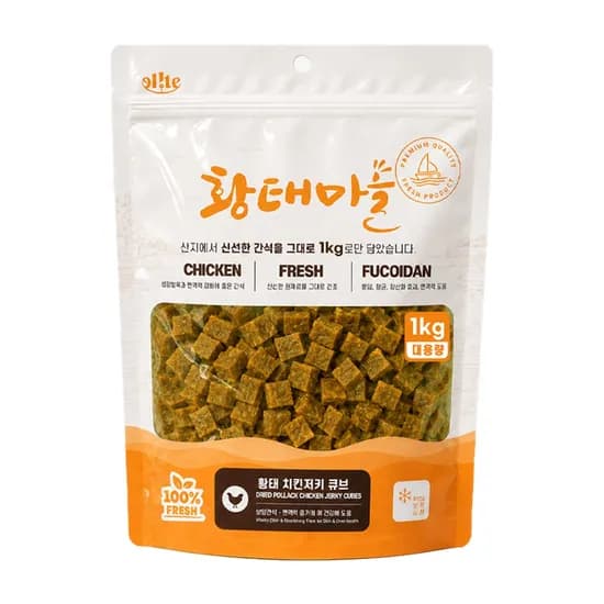 황태마을 강아지 대용량 간식, 치킨큐브져키, 1kg, 1개