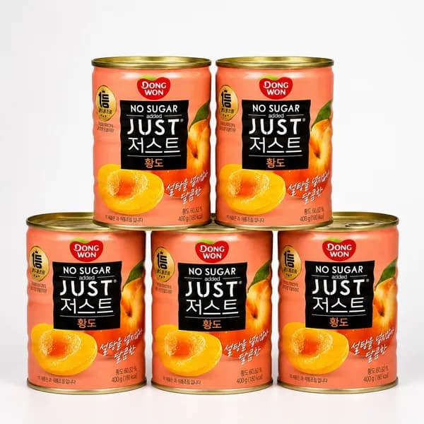 동원 JUST 노슈가 황도 2절 통조림 400g 5개
