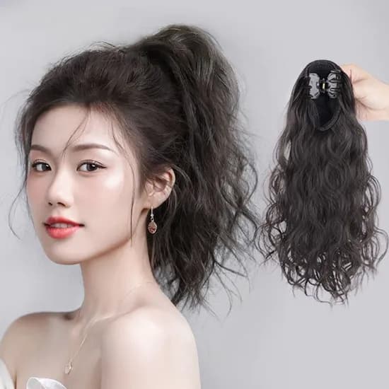 웨이브 포니테일 집게가발 내추럴브라운 1개