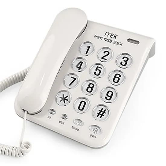 아이텍 빅버튼 유선전화기, IK-200WH, 화이트, 1개
