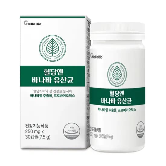 헬로바이오 혈당엔 바나바 유산균 250mg 30캡슐 1개