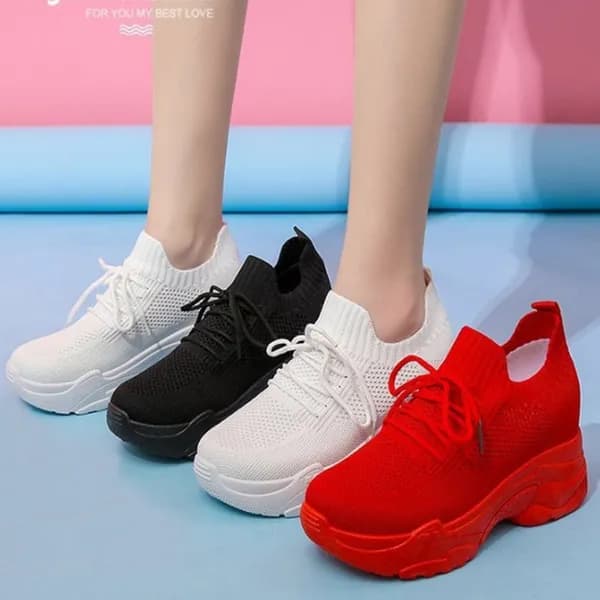 7cm 키높이 스판 삭스 스니커즈 속굽 운동화 VJ-1225 블랙 240mm