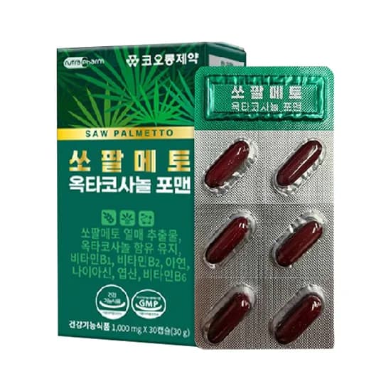 코오롱제약 쏘팔메토 옥타코사놀 포맨 1000mg 30캡슐 2박스