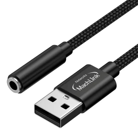 라인테크시스템 마하링크 USB A to 4극 3.5mm 스테레오 변환젠더 사운드카드 ML-UAUX2, 20cm, 1개