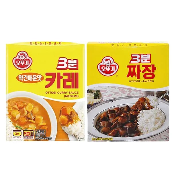 오뚜기 3분 짜장 + 3분 카레(약간매운맛), 400g, 1세트
