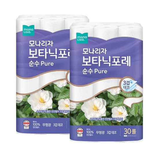 모나리자 보타닉포레 순수 3겹 27m 30롤 2팩