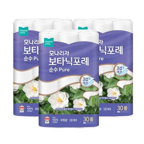 모나리자 보타닉포레 순수, 3겹, 27m, 30롤, 3팩