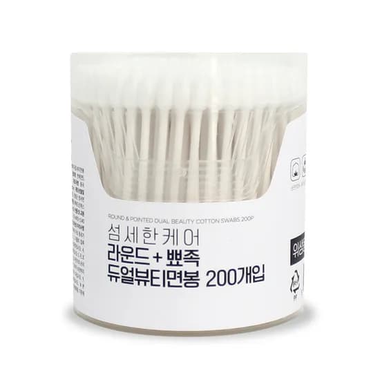 소낙소낙 섬세한 케어 라운드 뾰족 듀얼 뷰티 면봉 200개입 1개