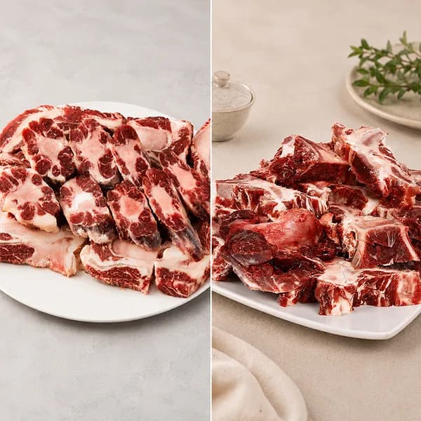 한우 꼬리반골 잡뼈 곰탕용 뼈세트 2kg 2개
